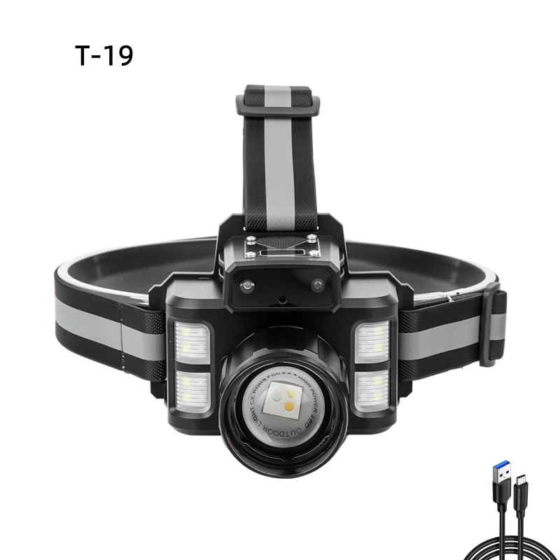 JIASHUAIXIN 30W drievoudige lichtbron LED inductie heldere koplamp oplaadbare op het hoofd gemonteerde super lange super heldere zaklamp