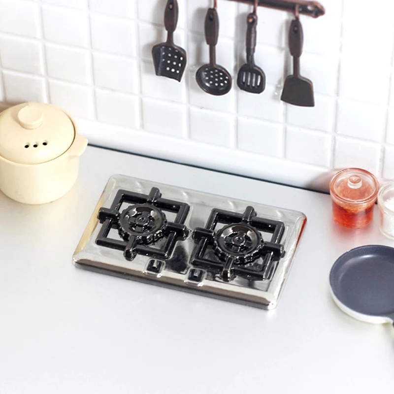 1Set 1:12 Metal Miniature Gas Stove Model Dollhouse Toy Doll House Decor