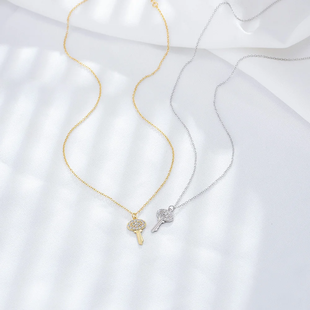 

European INS Style 925 Silver Necklace, Double Ring Rhombus Zircon-Embedded, Cool Tone Minimalist Niche Collarbone Chain