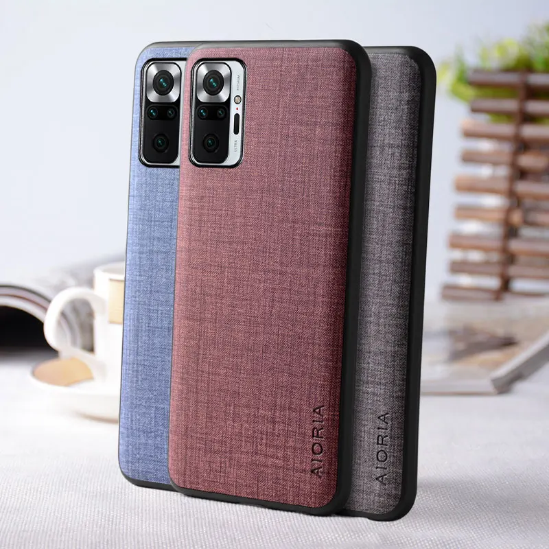 Case for Xiaomi Redmi Note 10 Pro Max 10T 5G 10S funda Textile texture Leather Soft TPU&Hard PC cover for redmi note 10 pro case