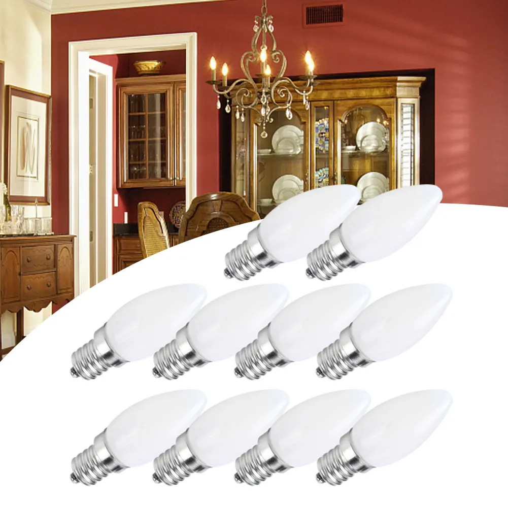 

ZK20 10Pcs Mini E12 LED Candelabra Light Bulbs 1.5W AC for Home Car Cabinet Hotel Lighting