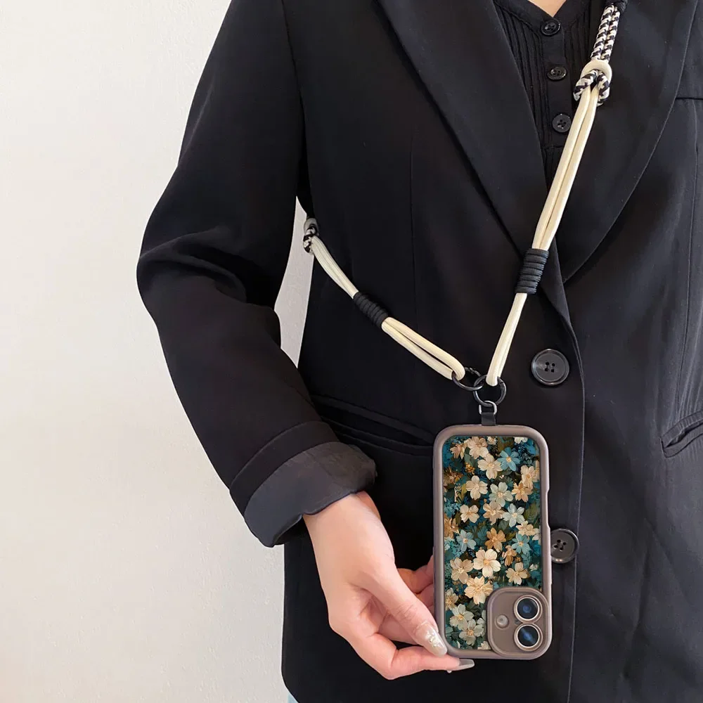 Cxd5레트로 플라워 목걸이 스트랩 케이스 삼성 S24 S25 S23 S22 S21 플러스 울트라 S21 S23 S24 FE 손목 체인 크로스바디 랜야드 커버