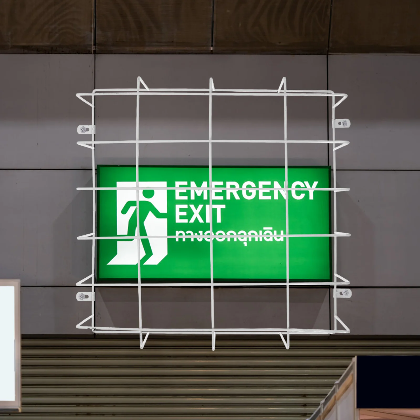 Emergency Exit Light Protection Cover Stainless Steel Wire Mesh Guard for Exit Signs Safety Anti-Collision in Shopping Centers