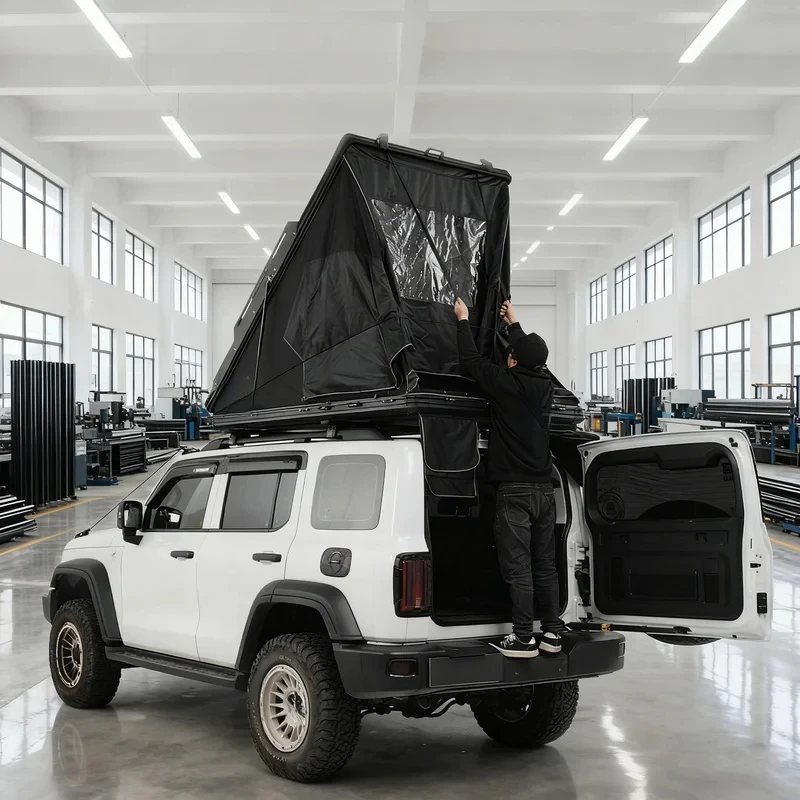 Hard‑Shell Rooftop , Four‑Season Extended Rear Bucket Tent With Ox Cloth For SUV And Pickup Truck Outdoor Camping