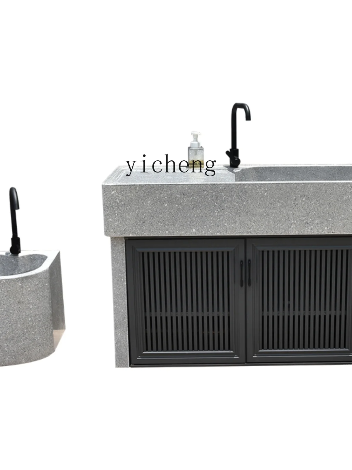 Zf Home Balcony Granite Sink Outdoor Courtyard with Aluminum Cabinet Door