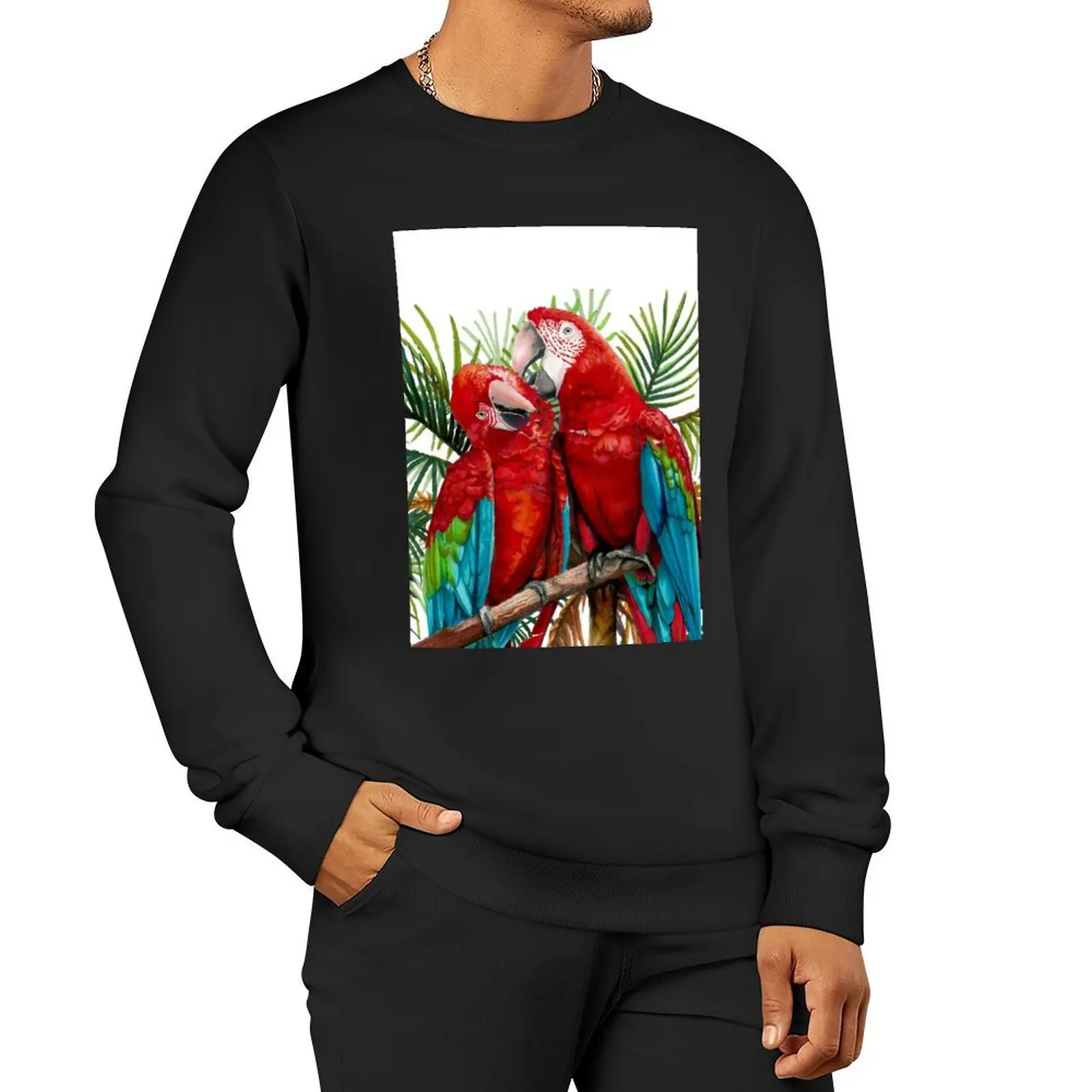 Macaws in Love Pullover Hoodie hooded shirt fashion men aesthetic sweatshirts