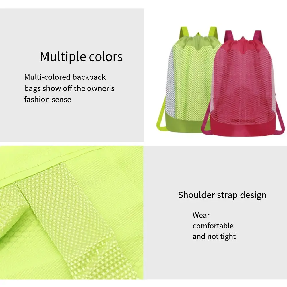 

Large Capacity Beach Bag Lightweight Foldable Mesh Storage Bag Adjustable Clasp Breathable Swimming Backpack Travel