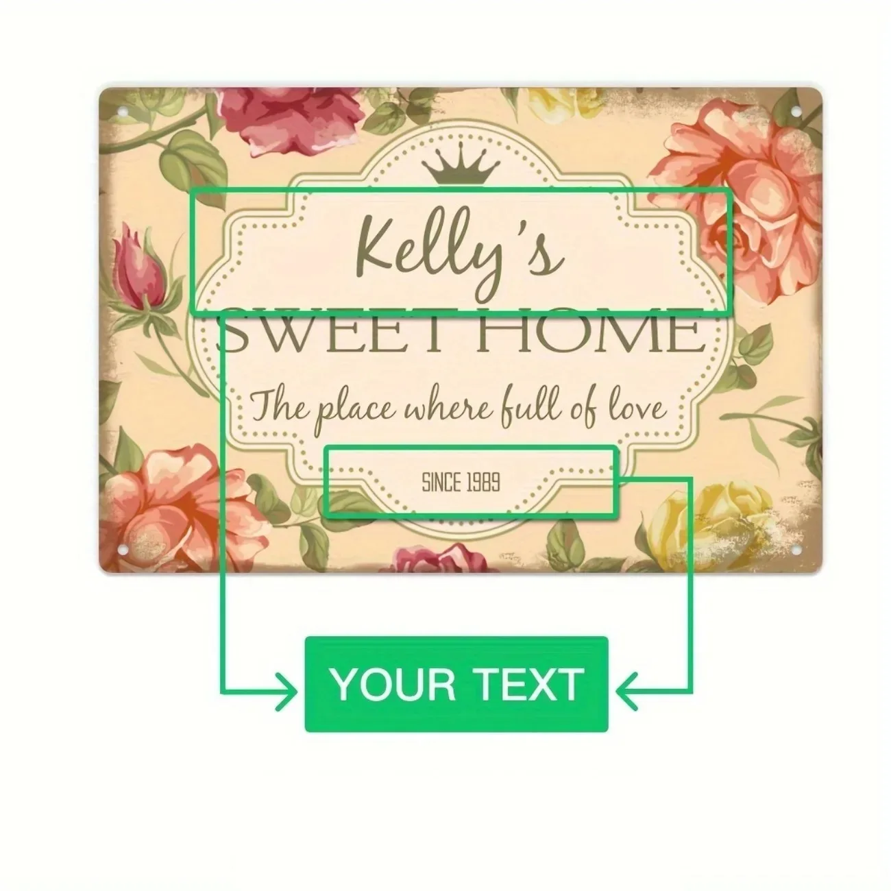 Custom Name Metal Tin Sign Vintage Sweet Home Wall Decor for Farmhouse Porch