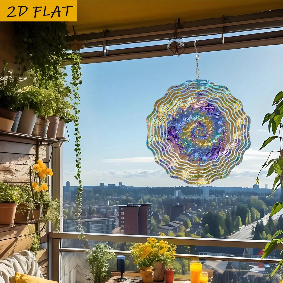 CIFBUY Colorful Abstract Spiral Aluminum Wall Art Waterproof Durable 360 Degree Rotating Decor Indoor Outdoor Garden Yard Patio