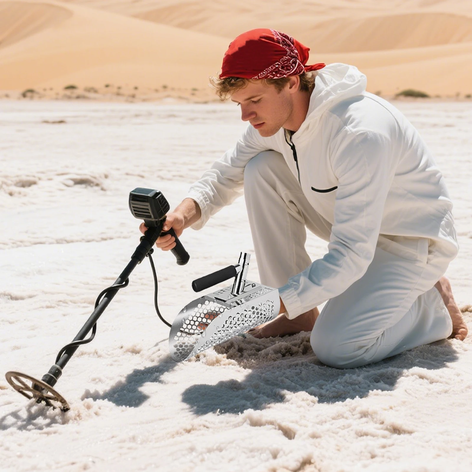 

Совок для песка из нержавеющей стали 2 в 1, многофункциональная лопата для сита песка, износостойкие пляжные грабли для подводного двора