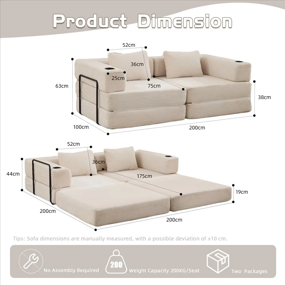 Modernes Frei Kombinierbares Modulares Ecksofa Olivgrüner Cord Convertible Couch mit Getränkehaltern Platzsparende Möbel – Detail 14