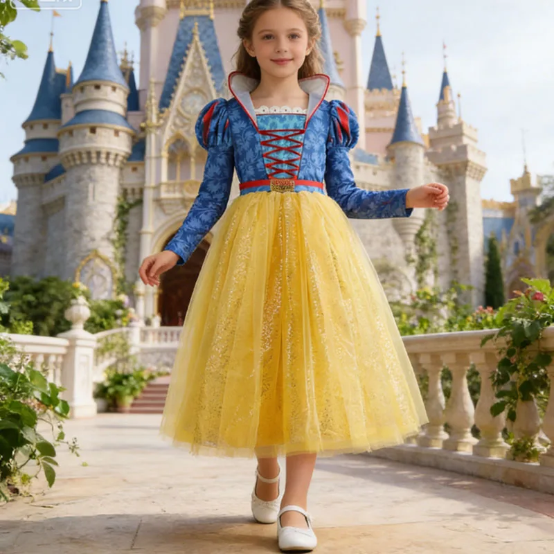 

Carnival Snow White Princess Dress Girls Party Dresses Kids Dress Up Children Girl Birthday Cosplay Costume Kids Prom Party Gown