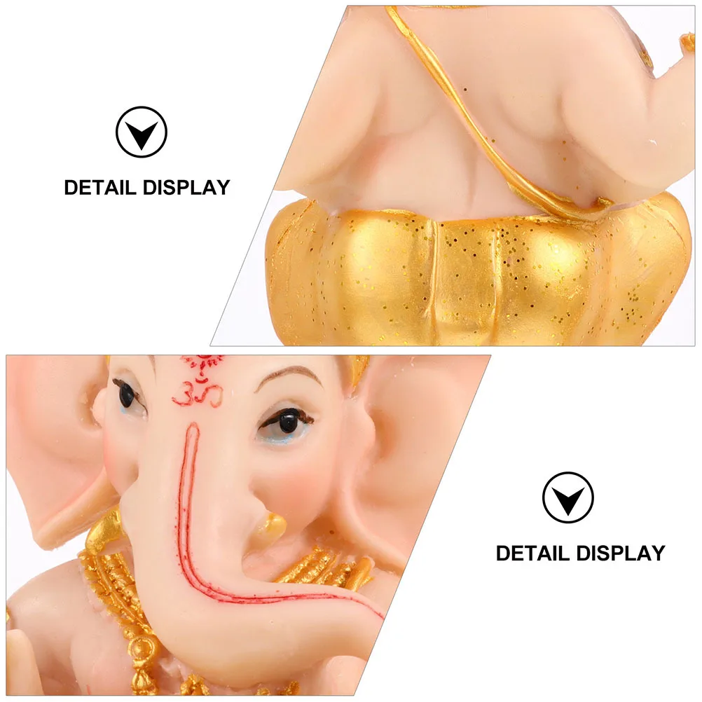 

2 Pcs Elephant Statue Decoration Wealth Art Sculptures Living Room Ornament Golden