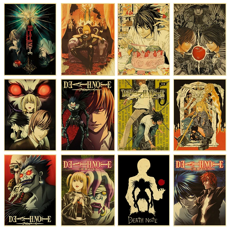 Pósteres de pintura en lienzo de Death Note de la serie de Anime Retro clásico e impresión de Arte de pared para dormitorio, decoración del hogar y la habitación del Bar