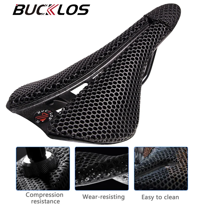 

BUCKLOS седло с 3D принтом, нейлоновое углеродное волокно, дорожное сиденье для горного велосипеда, дышащие сверхлегкие сиденья для езды на велосипеде