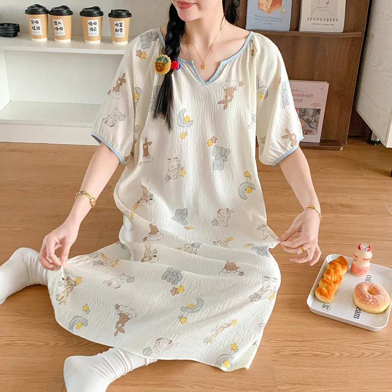 Nachthemd Damen Pyjamas Frauen Nachtwäsche Schlafanzug Damenunterwäsche Nachtschlaf Sommer Pyjamas Schlafshirt Damenkleid – Detail 10