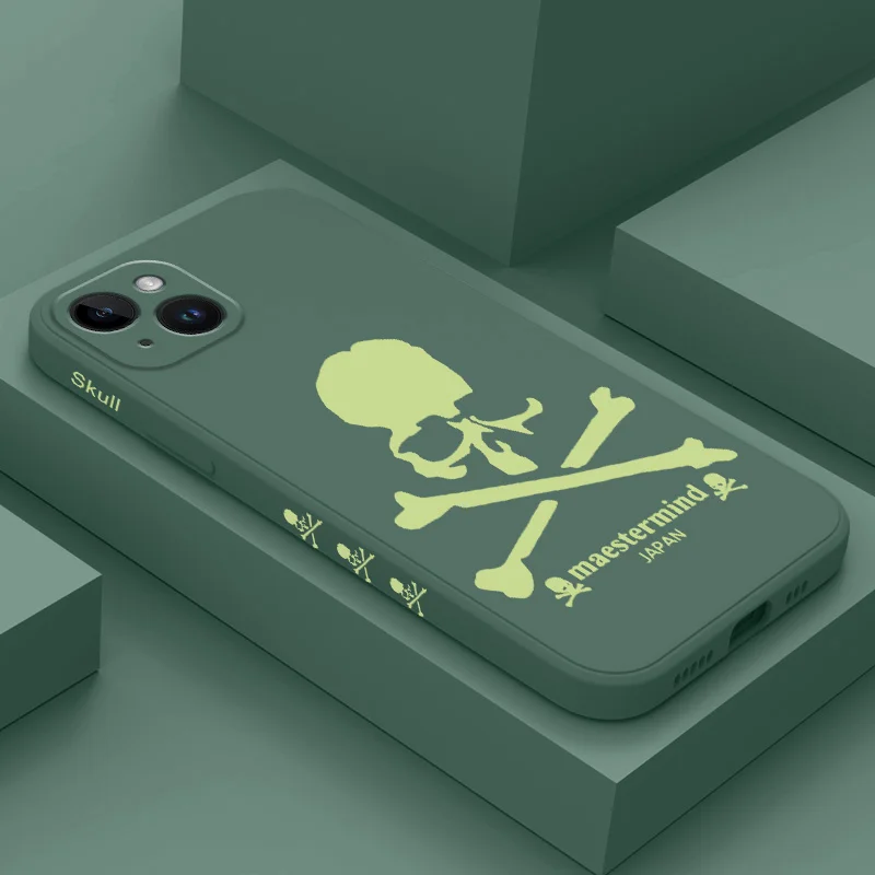 Fluorescent Skull Phone Case For iPhone 16 15 14 13 12 11 X XR XS SE2 SE2020 8 7 6 6S Plus Pro Max Mini Silicone Cover