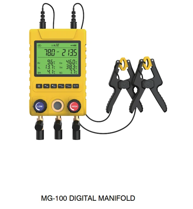 MG-100 Intelligent Digital HVAC Pressure Gauge R410A Refrigeration Manifold Tool Restaurants Construction Farms Retail New Used