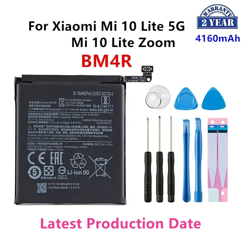 

Brand New BM4R 4160mAh Battery For Xiaomi Mi 10 Lite 5G Mi 10 Lite Zoom Phone Replacement Batteries +Tools