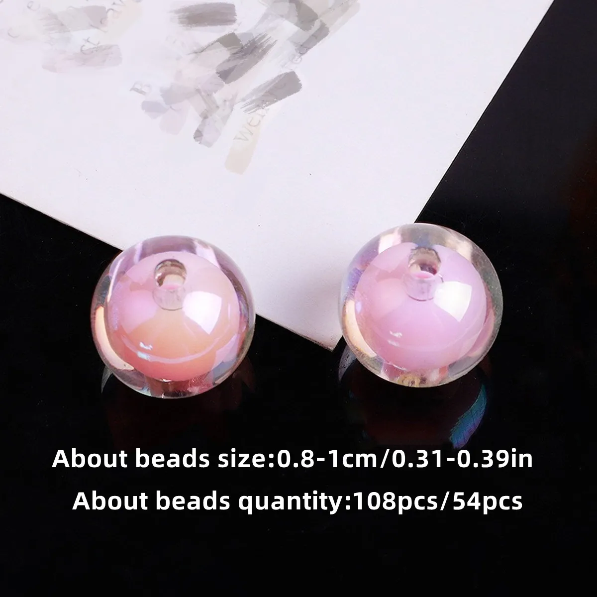 108/54 Stück 8/10 mm rosa Acrylperlen, Abstandsperlen. Lose Perlen DIY Perl-in-Perl-Material, Dekorationsperlen – Detail 3