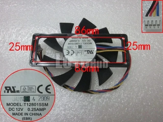 

For EVERFLOW T128015SM 8CM 12V 0.25A Graphics Card Cooling Fan