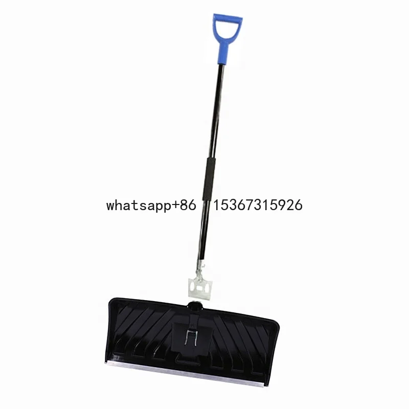 

High Quality Shovel Snow Plastic snow pusher with ice chopper steel handle