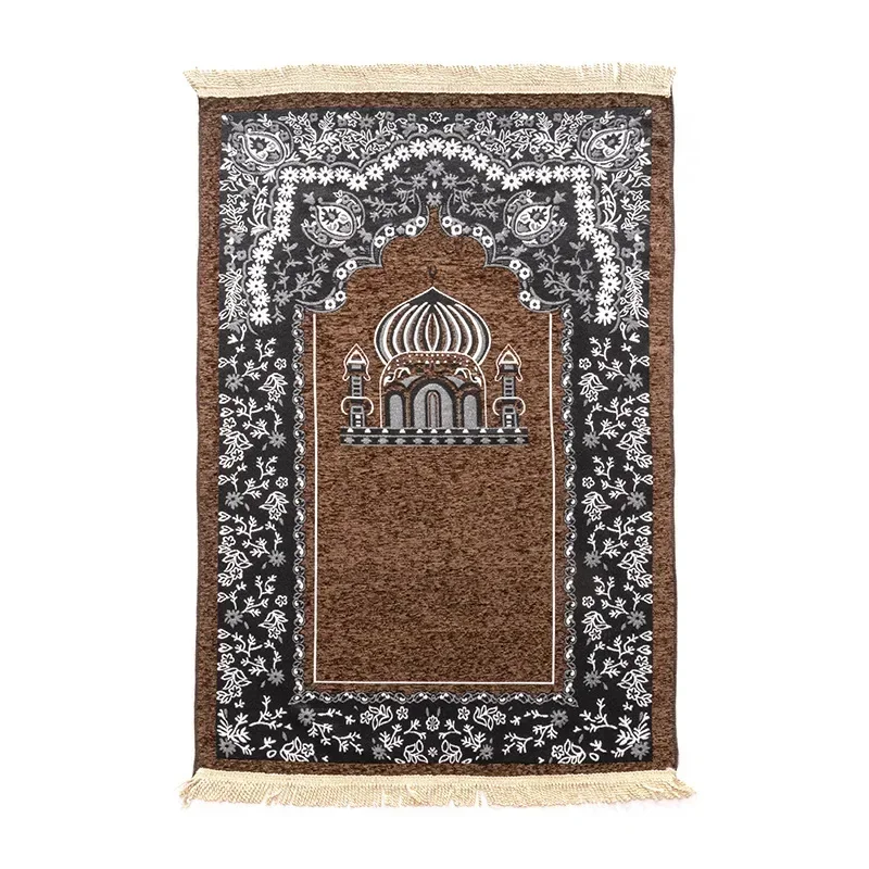 Soft Worship Kneel Travel Prayer Rug Non-slip Prayer Mat Chenille Carpet for Muslim Ramadan Floor Carpets Portable Ramadan Gift