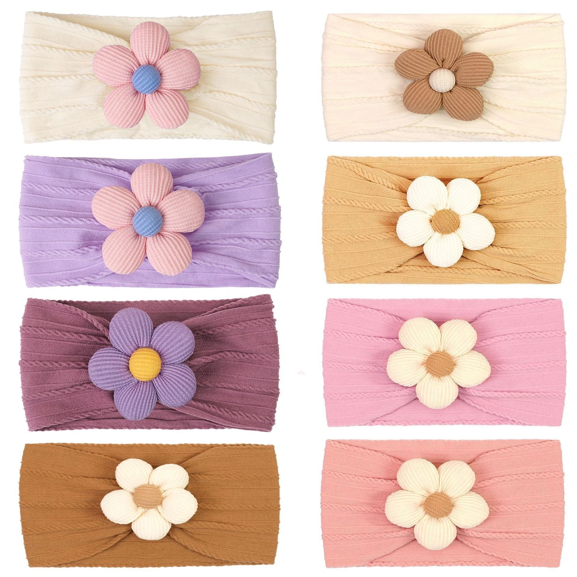 1Pc Baby Nylon Headscarf Astique Suitable Newborn Girl Flower Handmade Headband Elastic Hairband Turban Toddler Hair Accessories