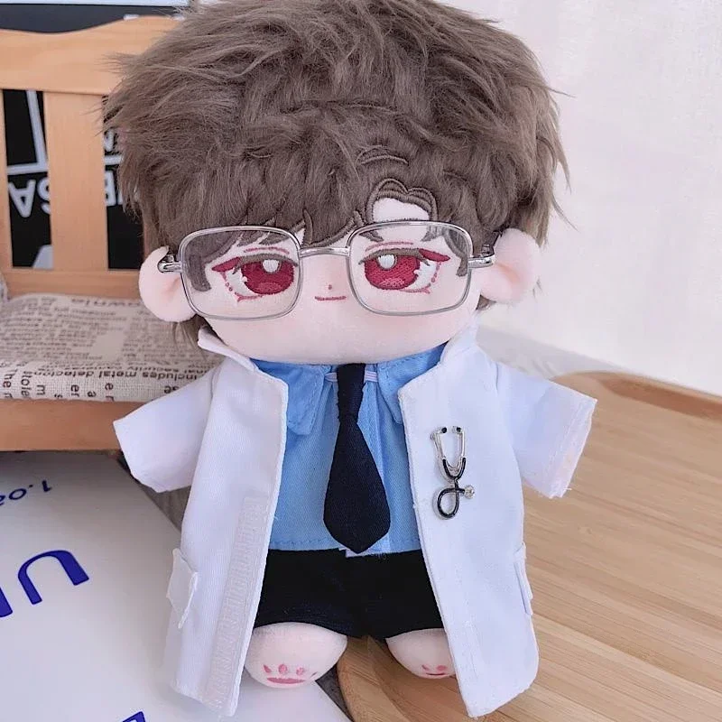 20cm No Attribute Fashion Blue Hairband Blue Shirts Pants Cool Handsome Uniform Clothes Plush Doll Costume Outfit Accessories