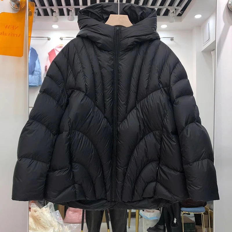 شتاء جديد المرأة سميكة الدافئة فضفاضة بطة بيضاء أسفل مقنعين أسفل سترة y2k عالية الجودة المألوف بسيط سترة الخبز عادية