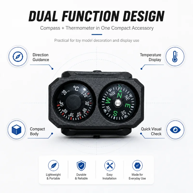 Nylon Made Compass Thermometer Hobby Model Component Universal 20‑22MM Rail Accessory with Hex Key