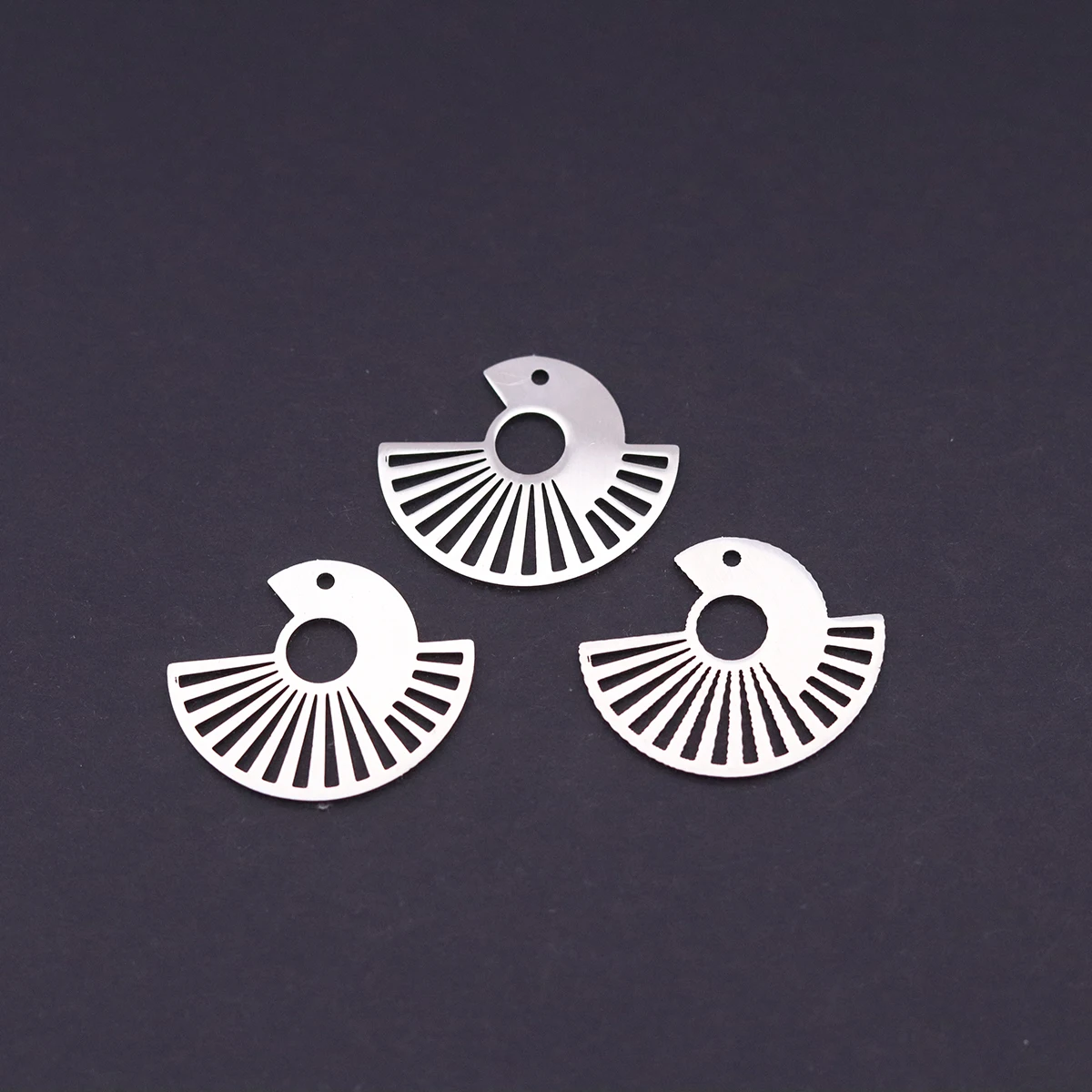 3pcs Stainless Steel Semi Circle Sunburst Fan-shaped Charms For Jewelry Making DIY Necklace Earring Pendants Accessories