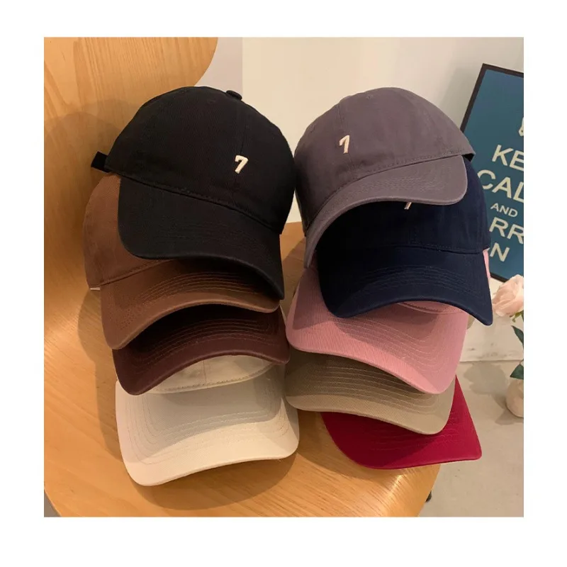 Unisex Big Head Circumference Peaked Cap 7 Digital Number Embroidery Fashion Trend Baseball Cap Versatile Solid Color Dad Hat