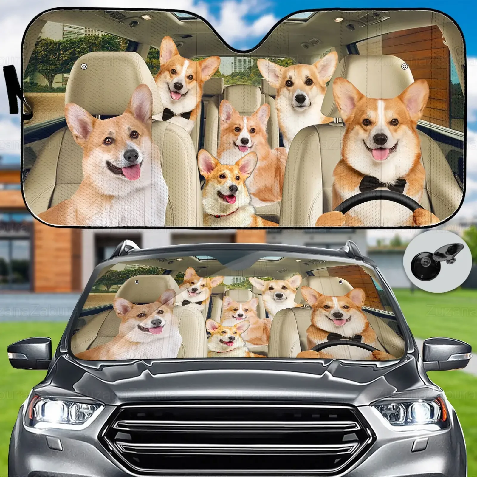 Welsh Corgi Car Sun Shade, Welsh Corgi Gifts Car Accessories, Car Decoration, Dog Lover Gifts, Welsh Gifts LNG20211