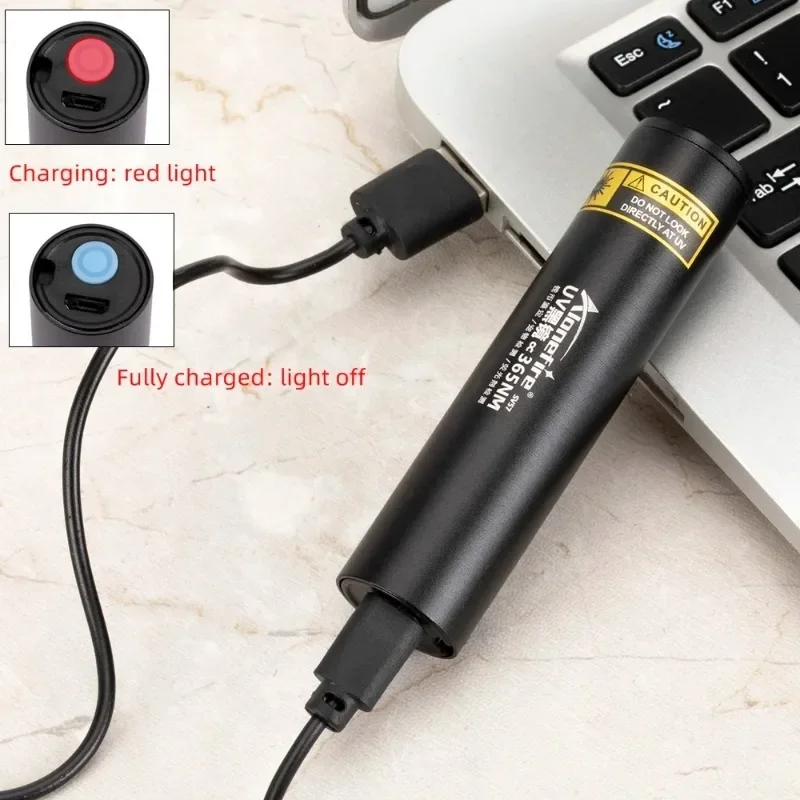 

3W 365nm UV Flashlight USB Rechargeable Ultraviolet Torch Pets Urine Cat tinea Money Ore Scorpion Detection Black Light SV57
