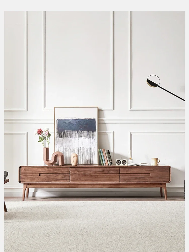 

Шкаф для телевизора из массива дерева, простой и стильный, роскошный, черный, Ореховый, большой и маленький, Тип квартиры, гостиная, напольный шкаф, чайный шкаф