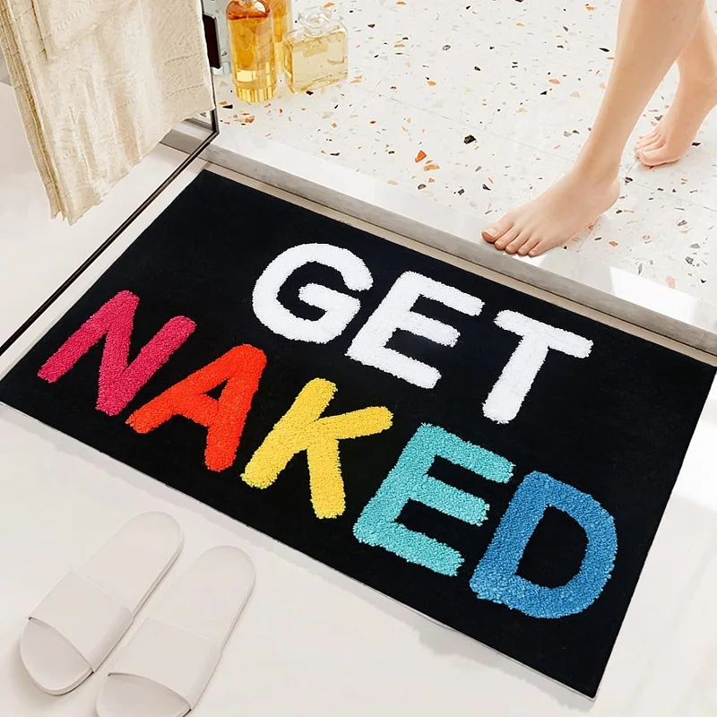 

Black Colorful Get Naked Bath Mat 50x80 Cm Soft Fluffy Non-Slip Microfiber Absorbent Funny Bathroom Rug Home Decor Floor Mat