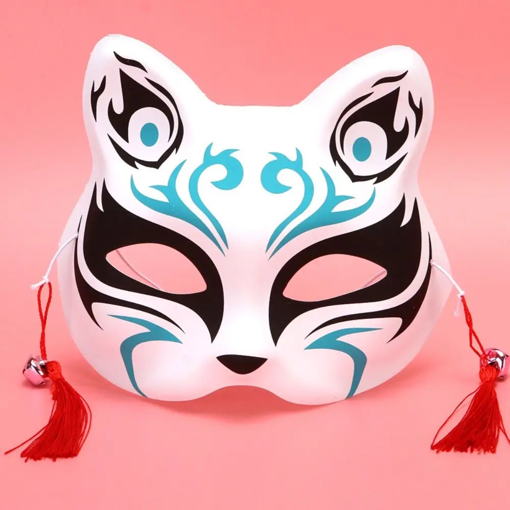 New Anime Foxes Mask Japanese Cosplay Rave Hand-Painted Anime Half Face Cat Masks Masquerade Festival Party Props Toys