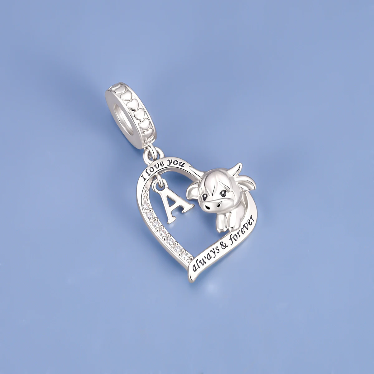 Fit Pandora2027 Original Design Highland Cow Letter Love Bead Pendant DIY Name Bracelet Necklace Jewelry Gift Eco friendly Coppe