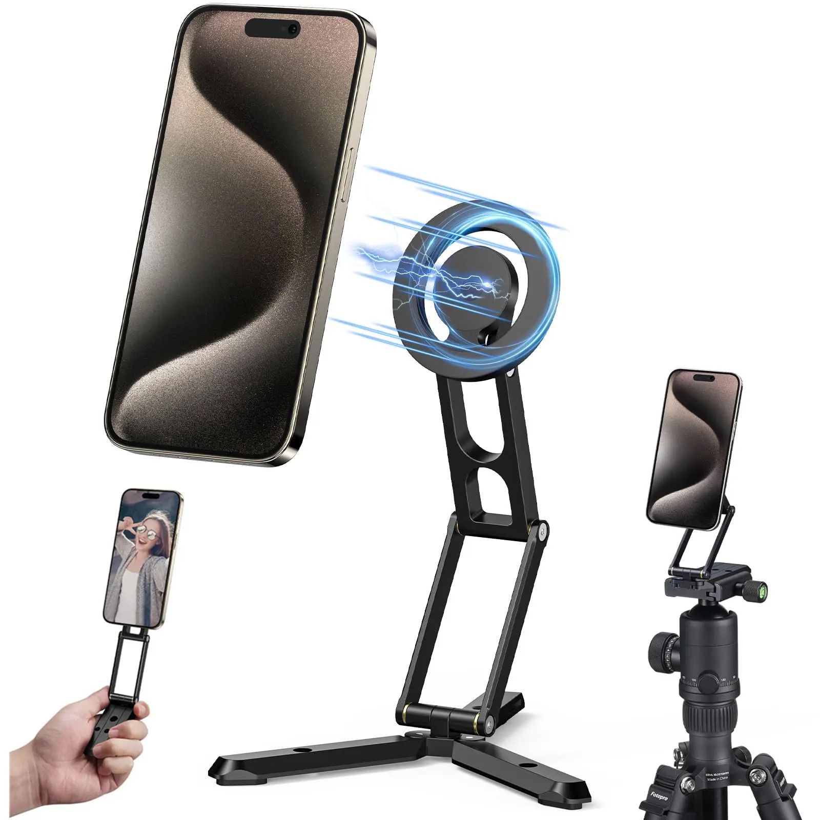 

Foldable Magnetic Phone Tripod for Magsafe Selfie Stick Tripod Pocket Desktop Magnetic Phone Holder for Iphone 15 14 13 Samsung