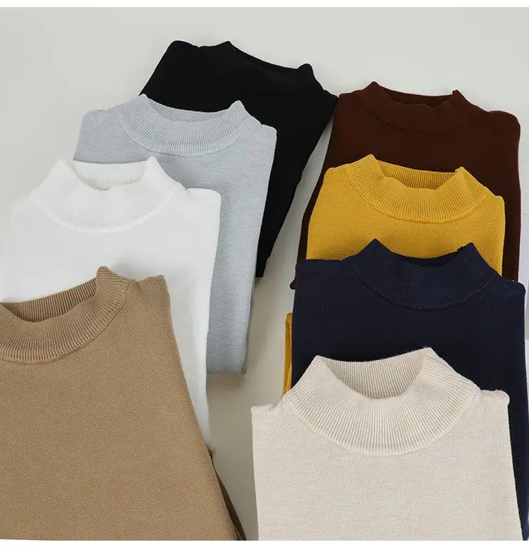 Perfeito para escritório e suéteres casuais novos homens fino ajuste básico tricô pullovers térmico meados de pescoço negócios casual camisola masculina
