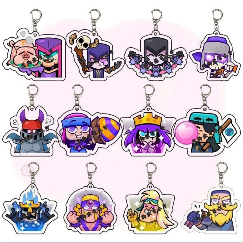 Clash Royale Acrylic Figure Display Cartoon Keychain Cute Game Character Bag Charm Gift Desk Ornaments Key Ring Accessories