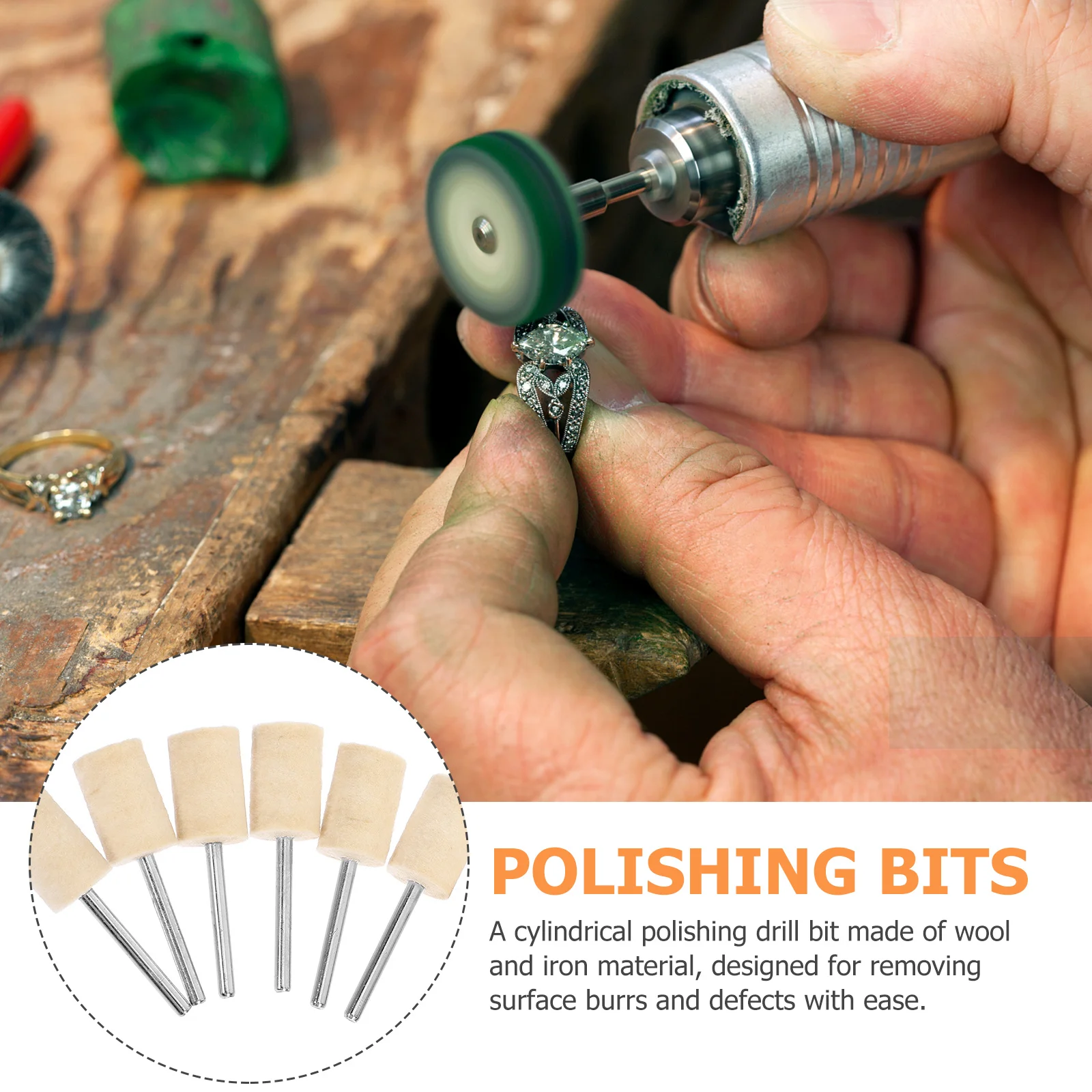 

12Pcs Wool Felt Polishing Wheel Buffing Head Durable Grinding Bits Tool for Jewelry Watch Cleaning Felt for Polishing