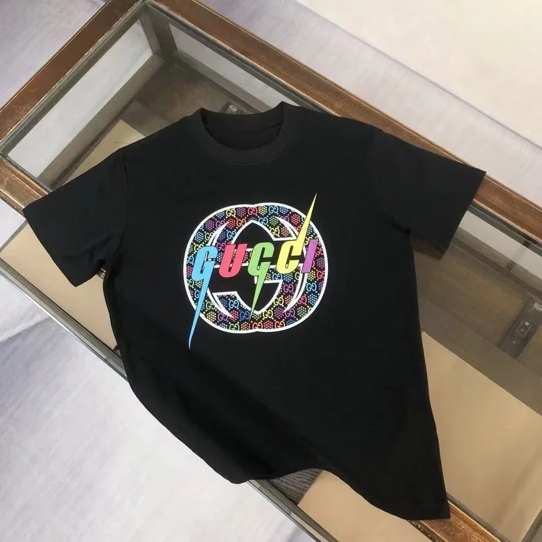 

2025 Trendy Brand New Letter Printing Pure Cotton Short Sleeves Simple and Versatile Men and Women The Same Casual