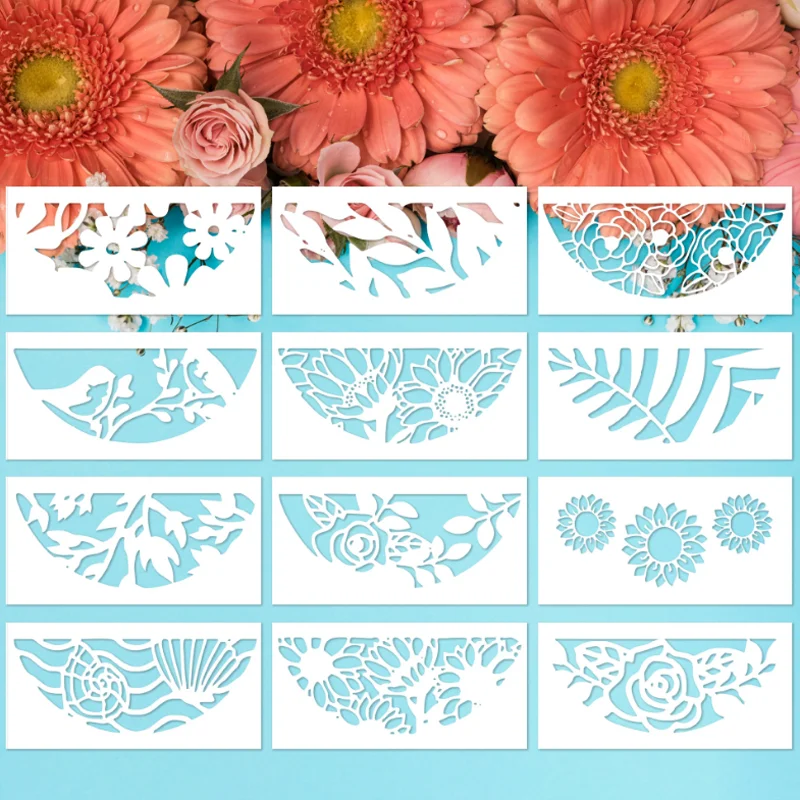 Трафареты с цветочным рисунком, 17,8*10,6 см