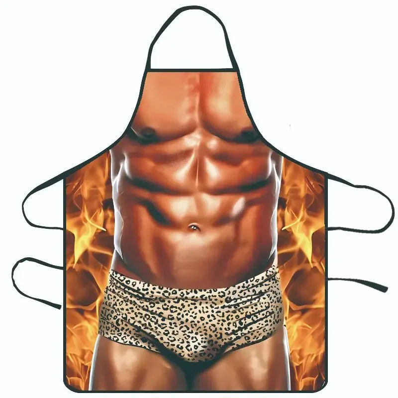 Apron 3D Printed Waterproof and Stain Proof Household Barbecue Spoof Apron Kitchen Apron