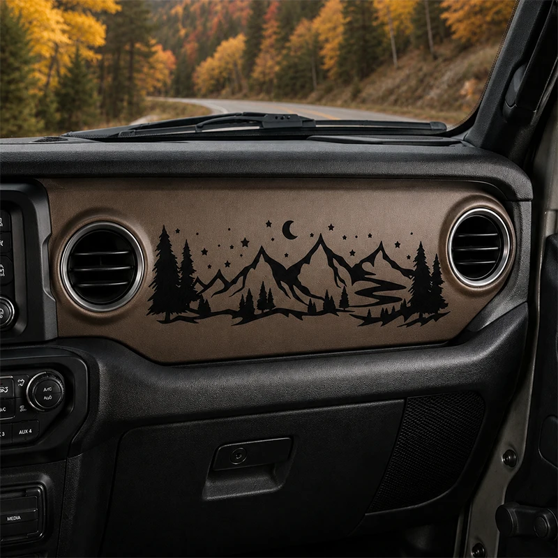 Night Mountain Forest Star Moon Car Accessories Car Stickers Decoration Dashboard Interior Decor Waterproof Vinyl Decals