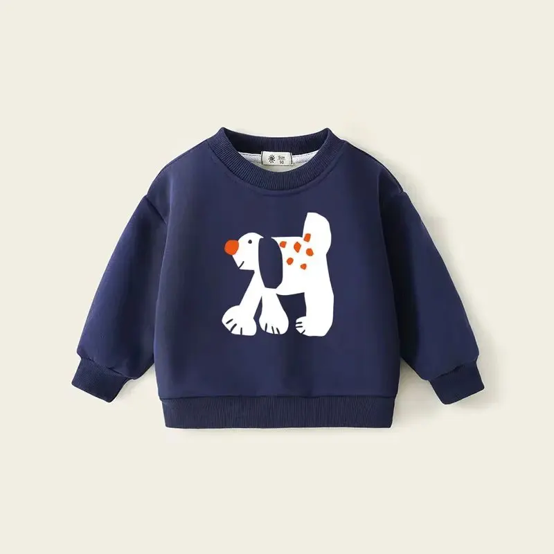 Winter Kids Sweatshirts Plus Velvet Children Pullover 2024 Warm Boy T-shirts Cartoon Girls Fleece Hoodies Baby Outerwear Clothes