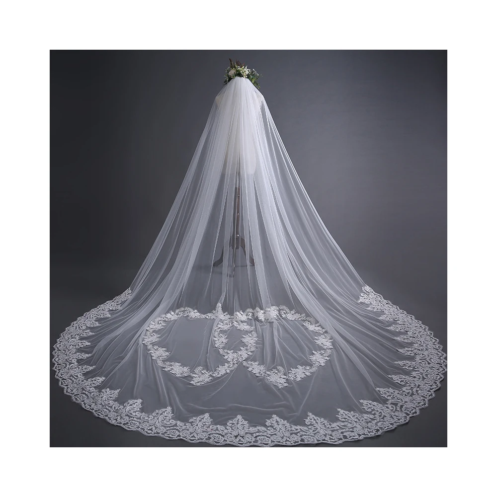 حجاب زفاف مدرج جديد بطول 3 أمتار طرحة زفاف واسعة مع مشط شعر وإكسسوارات الزفاف #3