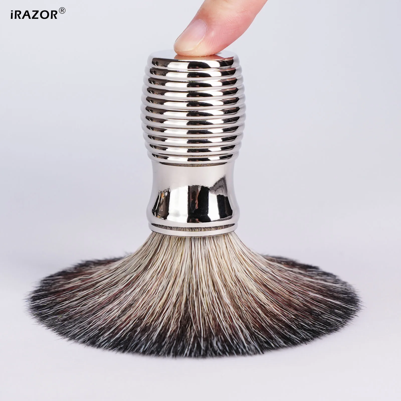 iRAZOR Men's Synthetic Hair Wet Shaving Brush Aluminium Anti-Slip Handle Barber Salon Men Facial Beard Cleaning Shave Tool